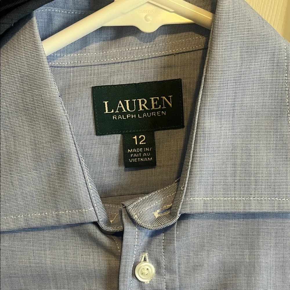 Ralph Lauren Blue Dress Shirt with Embroidered Logo- set of 4 neckties